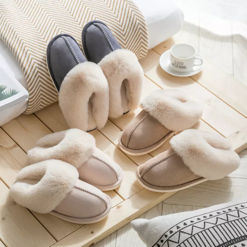 Faux Suede Fluffy Fur Slippers