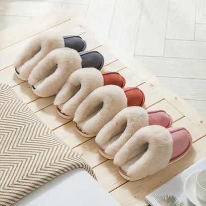 Faux Suede Fluffy Fur Slippers