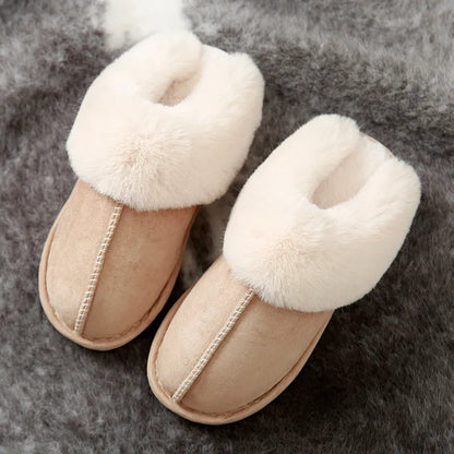 Faux Suede Fluffy Fur Slippers